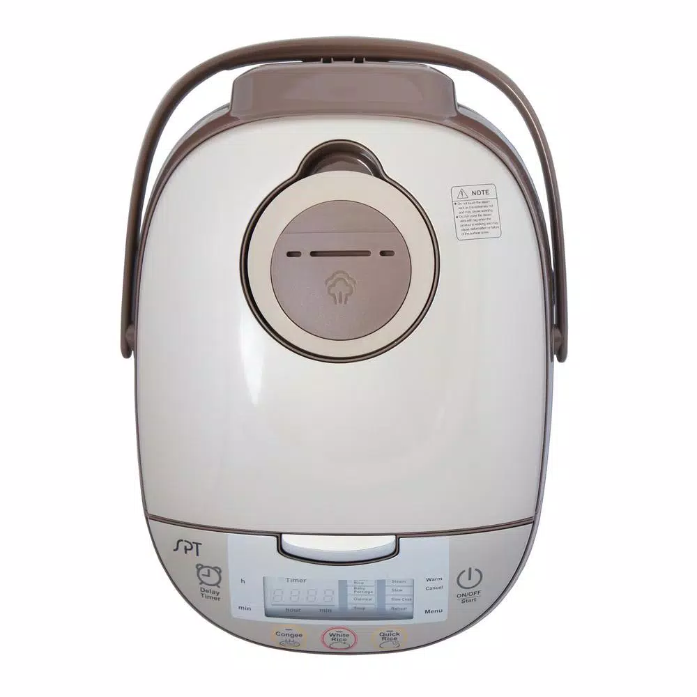 Cookers SPT 8-Cup Beige Rice Cooker With Steam Basket And Built-In Timer - Image 4
