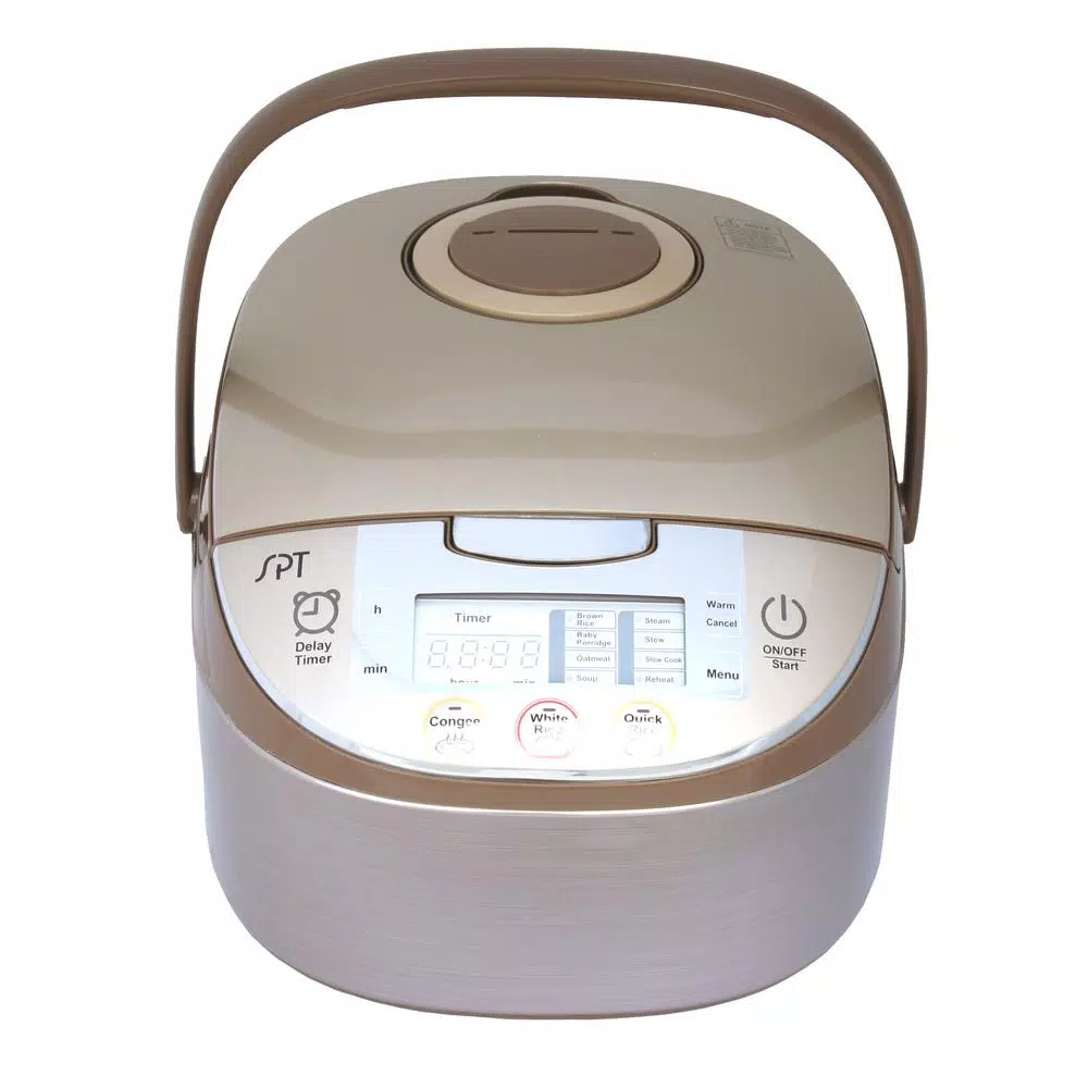 Cookers SPT 8-Cup Beige Rice Cooker With Steam Basket And Built-In Timer