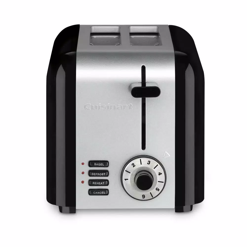 Toasters Cuisinart Compact 2-Slice Black And Stainless Steel Wide Slot Toaster