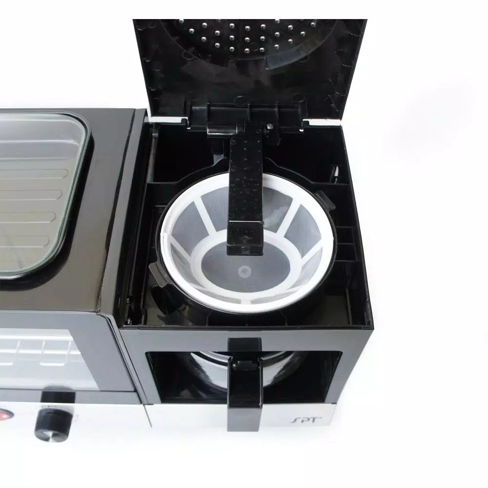 Toasters SPT Breakfast Center 1450 W 2-Slice Black And Stainless Steel Toaster Oven With Griddle And Coffee Maker - Image 3