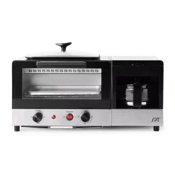 Toasters SPT Breakfast Center 1450 W 2-Slice Black And Stainless Steel Toaster Oven With Griddle And Coffee Maker