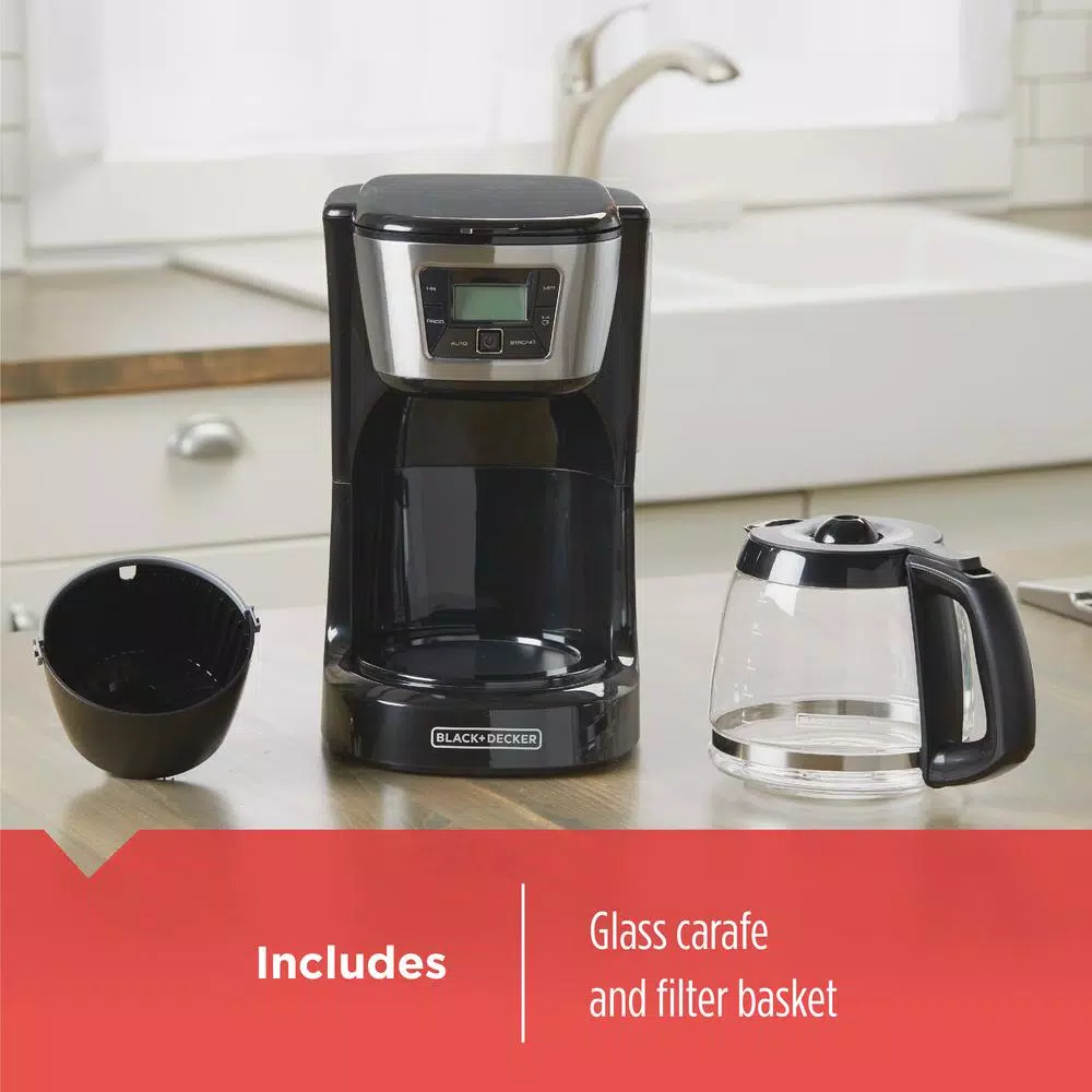 Coffee Makers BLACK+DECKER 12-Cup Programmable Black Coffee Maker With Built-In Timer - Image 6