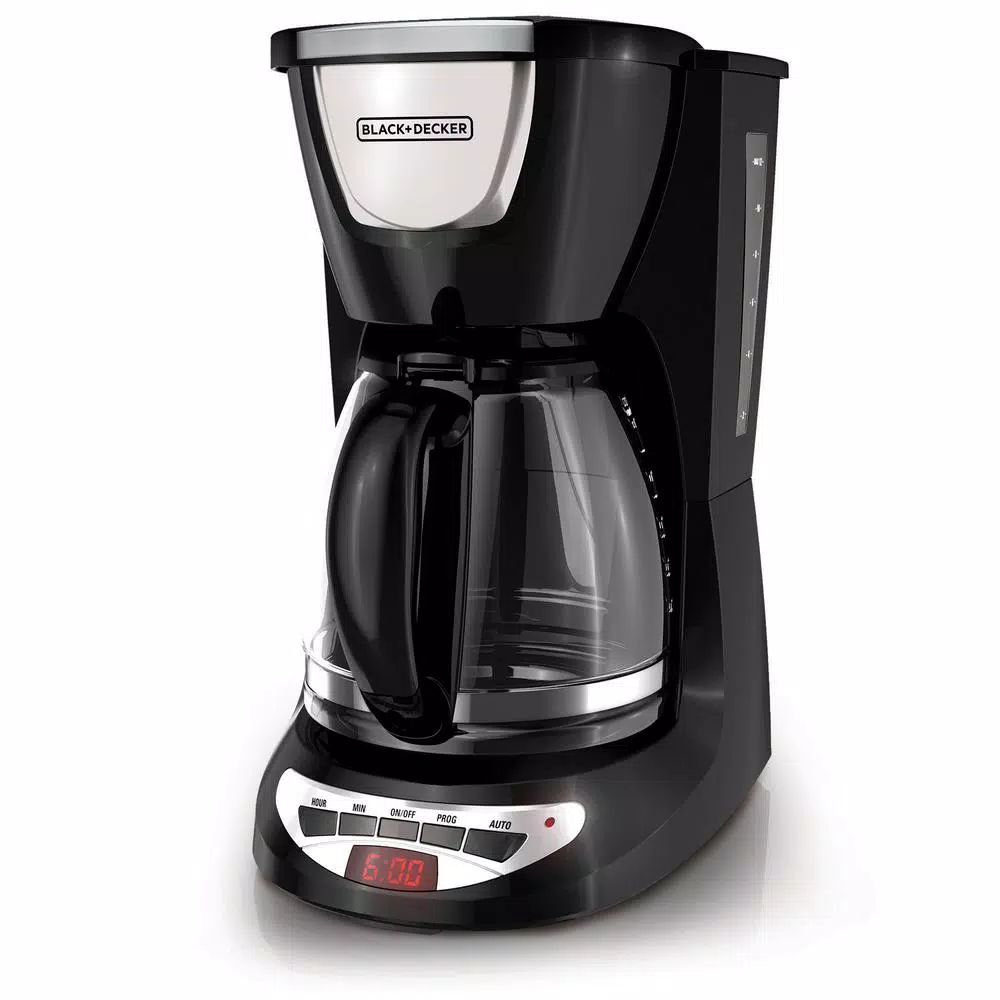 Coffee Makers BLACK+DECKER 12-Cup Programmable Black Drip Coffee Maker With Glass Carafe, Built-In Timer And Automatic Shut-Off