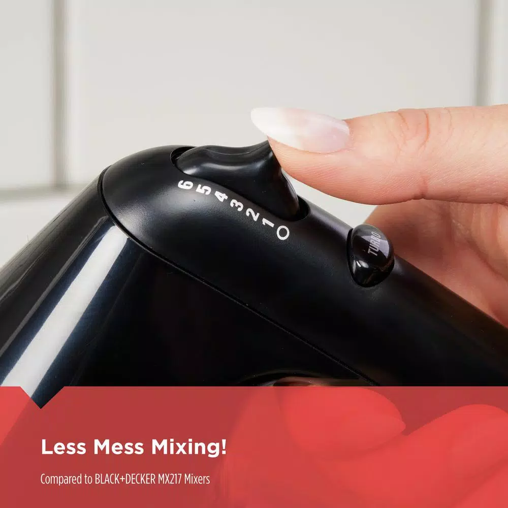 Mixers BLACK+DECKER 6-Speed Black Hand Mixer With 2 Wire Beaters, 2 Dough Hooks And Storage Case - Image 5