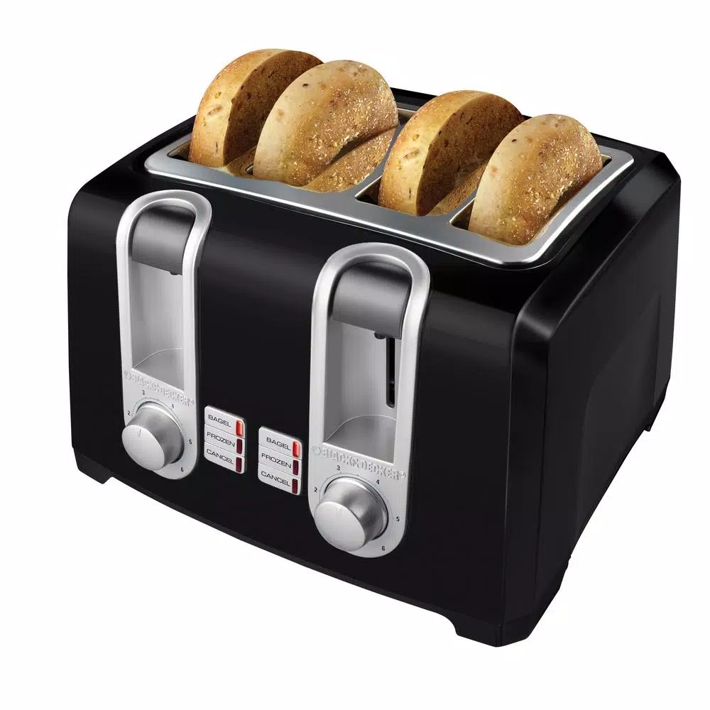 Toasters BLACK+DECKER 4-Slice Black Extra-Wide Slot Toaster With Browning Control - Image 4