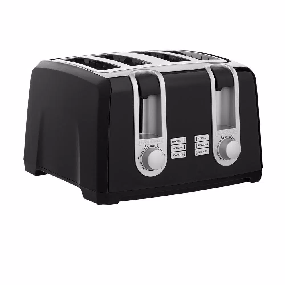 Toasters BLACK+DECKER 4-Slice Black Extra-Wide Slot Toaster With Browning Control