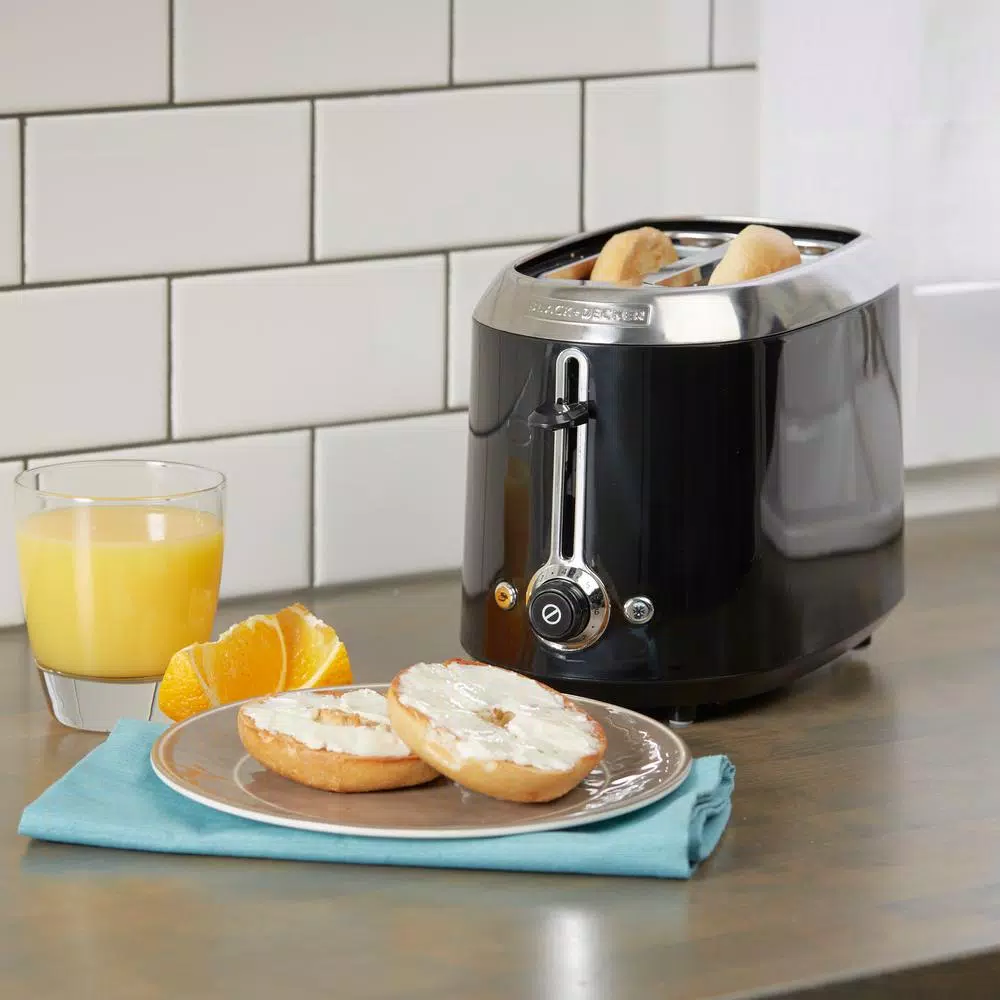 Toasters BLACK+DECKER 2-Slice Black Wide Slot Toaster With Temperature Control - Image 5