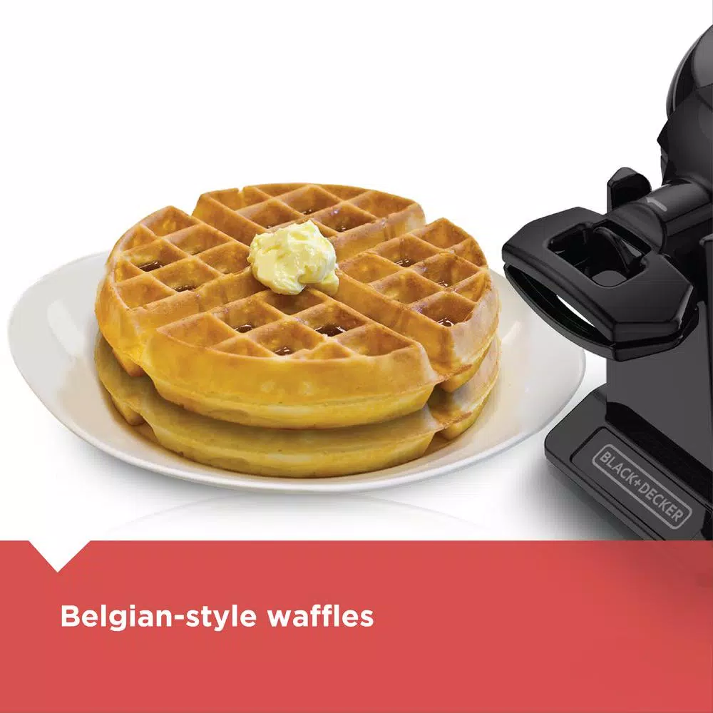Electric Skillets & Indoor Grills BLACK+DECKER 2-Waffle Black Flip Belgian Waffle Maker - Image 6