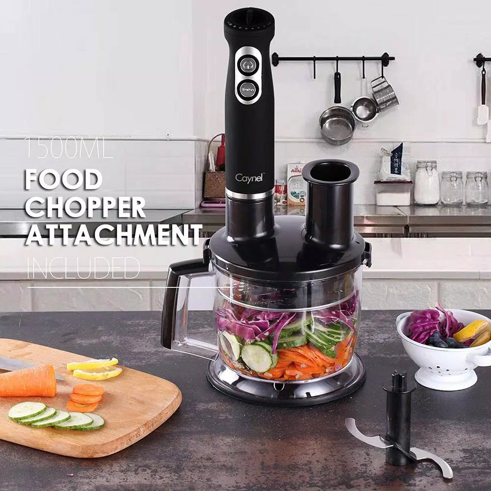 Blenders Boyel Living 8-Speed 500-Watt Black Stainless Steel Control 6-in-1 Multi-Purpose Immersion Hand Blender Set - Image 4