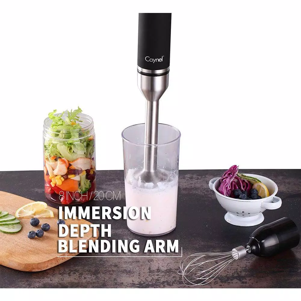 Blenders Boyel Living 8-Speed 500-Watt Black Stainless Steel Control 6-in-1 Multi-Purpose Immersion Hand Blender Set - Image 3