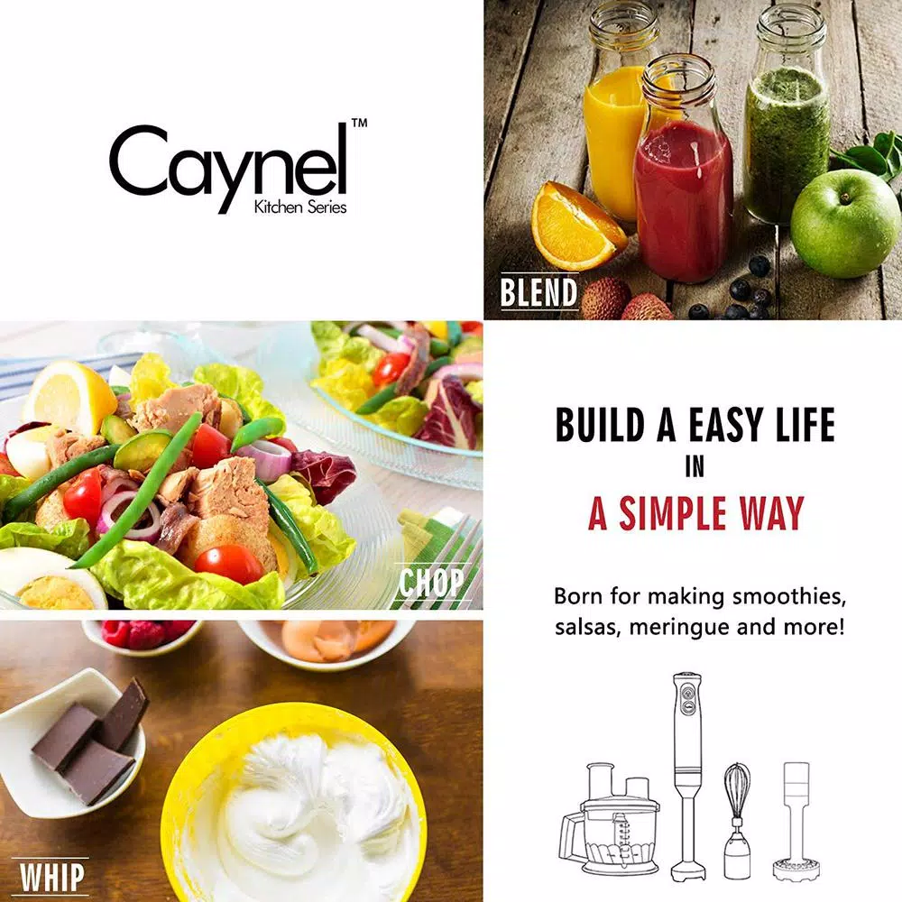 Blenders Boyel Living 8-Speed 500-Watt Black Stainless Steel Control 6-in-1 Multi-Purpose Immersion Hand Blender Set - Image 6