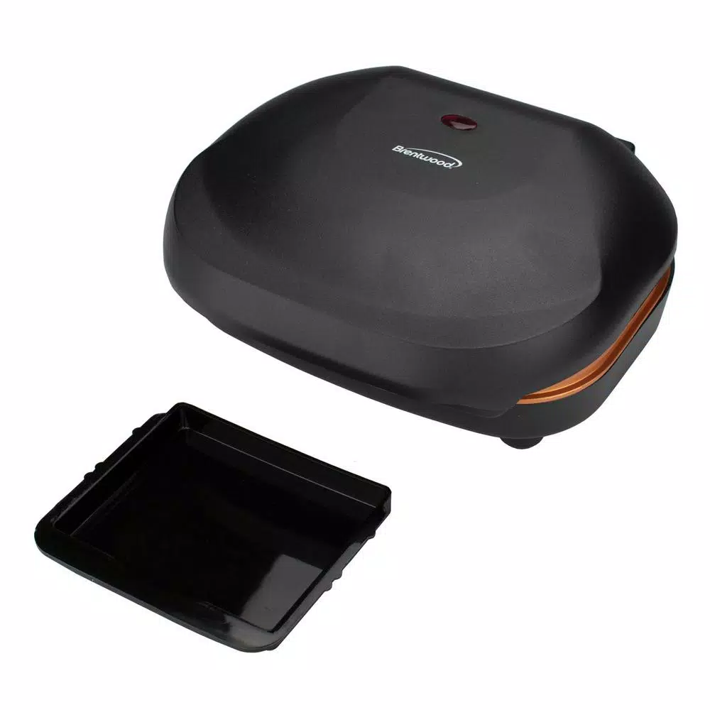 Electric Skillets & Indoor Grills Brentwood Appliances 750-Watt Black 2-Serving Nonstick Indoor Electric Copper Grill And Panini Press - Image 4