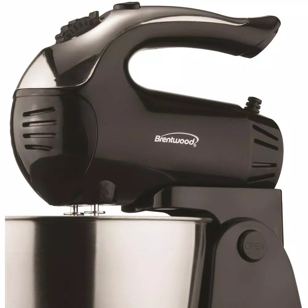 Mixers Brentwood Appliances 3 Qt. 5-Speed Black Electric Stand Mixer With Bowl And 5-Speed Black Electric Hand Mixer - Image 6