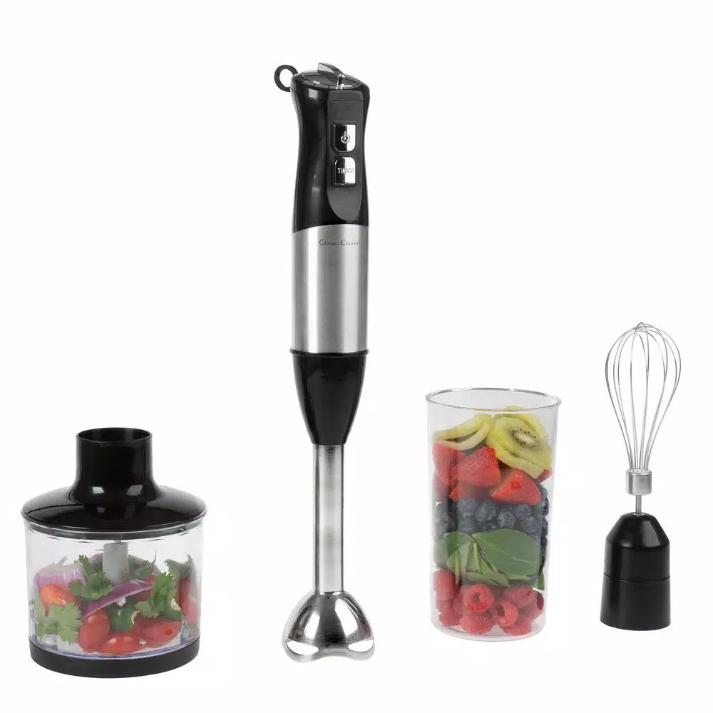Blenders Classic Cuisine 6-Speed 4-in-1 Black Immersion Blender With Chopper And Whisk Attachment - Image 3