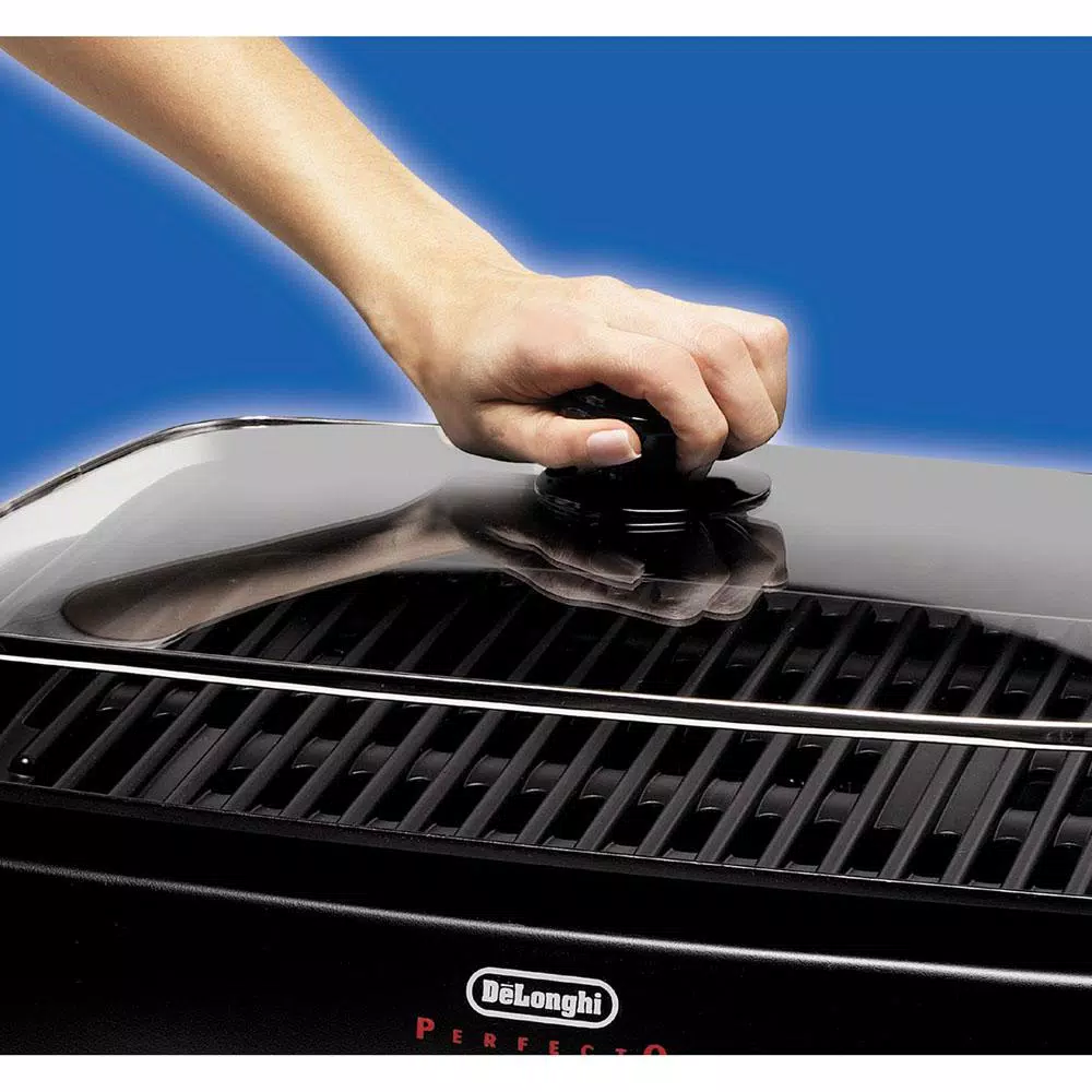 Electric Skillets & Indoor Grills DeLonghi Perfecto Healthy 192 Sq. In. Black Aluminum Indoor Grill With Lid - Image 2