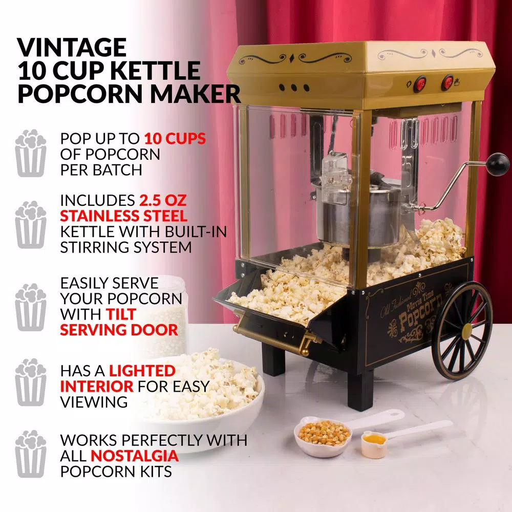 Popcorn Machines Nostalgia 390 W 2.5 Oz. Black Kettle Popcorn Maker With Lighted Interior - Image 3