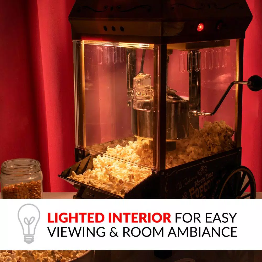 Popcorn Machines Nostalgia 390 W 2.5 Oz. Black Kettle Popcorn Maker With Lighted Interior - Image 6