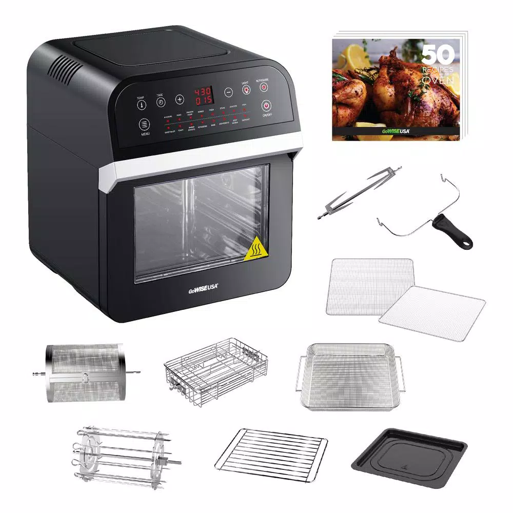 Air Fryers GoWISE USA 12.7 Qt. Black Rotisserie Oven And Air Fryer With Recipe Book