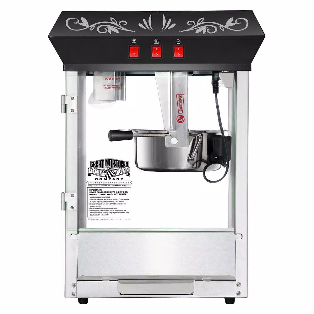 Popcorn Machines Great Northern Foundation 6 Oz. Black Countertop Popcorn Machine - Image 2