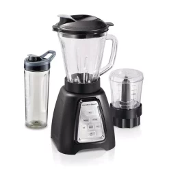 Blenders Hamilton Beach Multiblend 52 Oz. 6-Speed Black Countertop Blender With Glass Jar And Travel Jar And Food Chopper