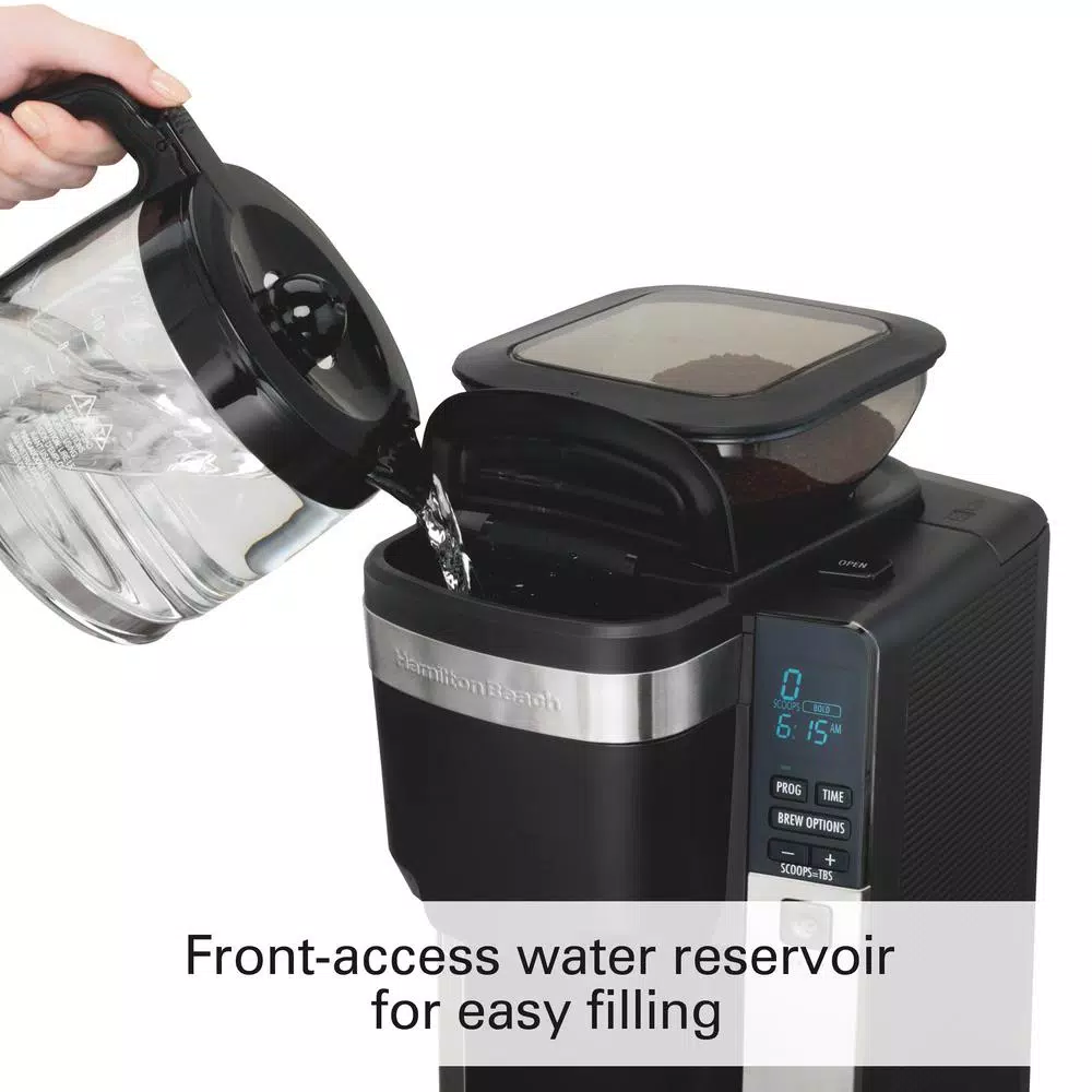 Coffee Makers Hamilton Beach 12-Cup Black Auto Grounds Dispensing Coffee Maker - Image 8
