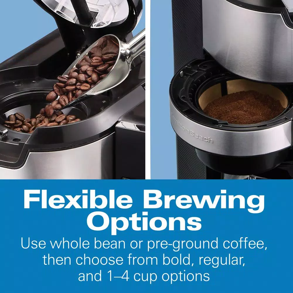 Coffee Makers Hamilton Beach 12-Cup Black Programmable Grind And Brew Coffee Maker - Image 7