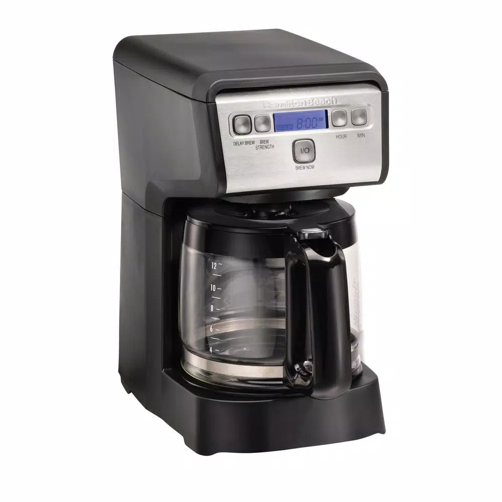 Coffee Makers Hamilton Beach Compact 12-Cup Black Programmable Drip Coffee Maker
