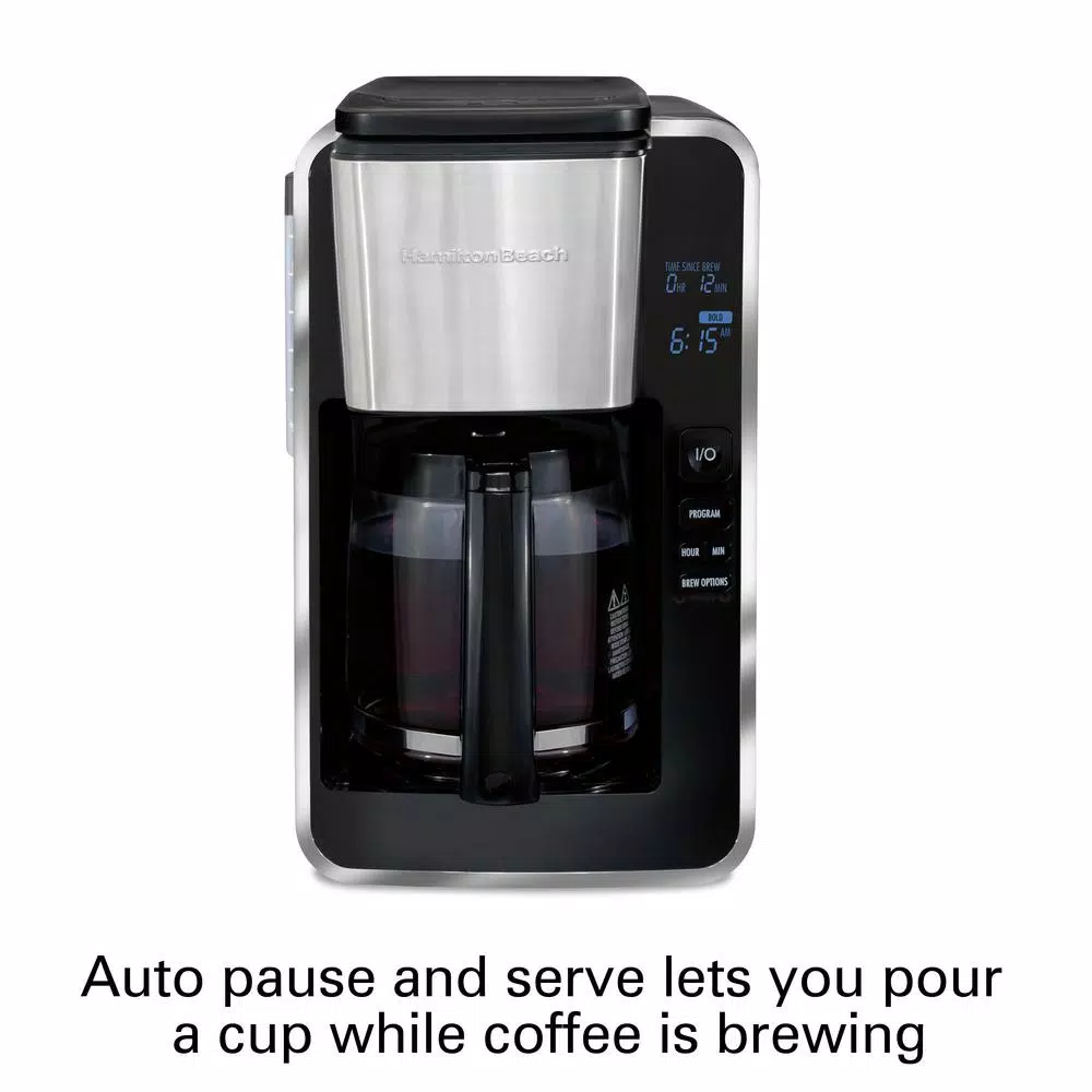 Coffee Makers Hamilton Beach 12-Cup Black Programmable Easy Access Deluxe Coffee Maker - Image 4