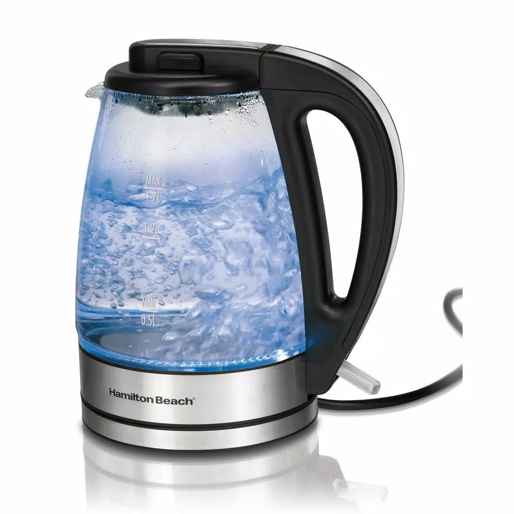 Electric Kettles Hamilton Beach 7-Cup Black Glass Kettle Electric - Image 3