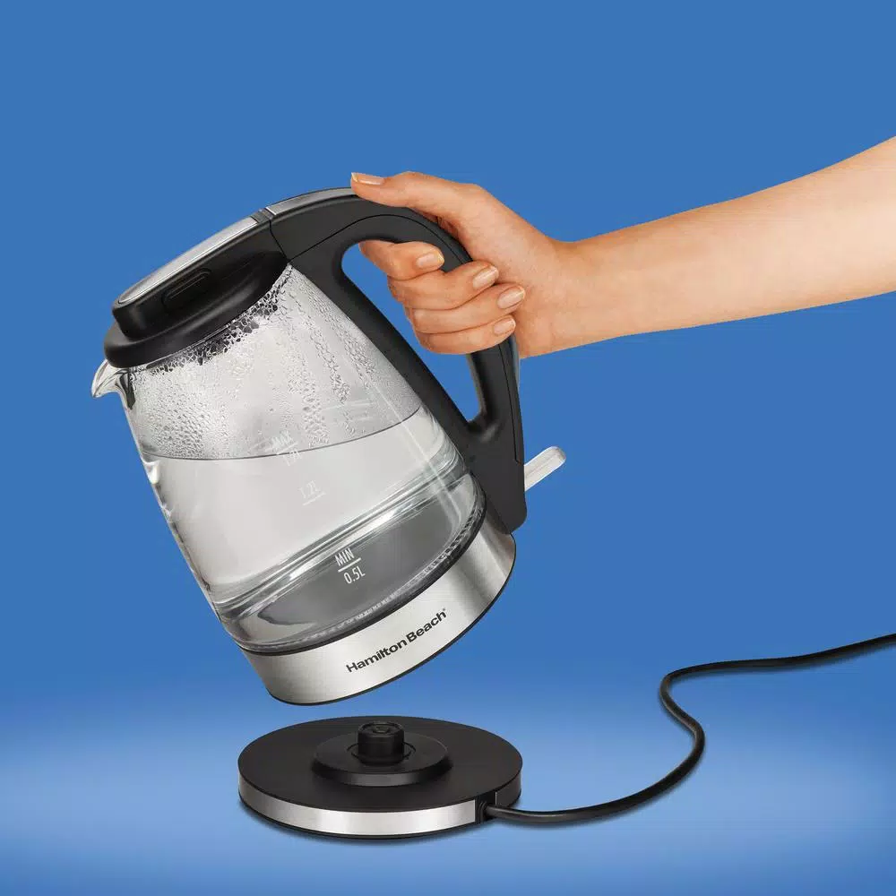 Electric Kettles Hamilton Beach 7-Cup Black Glass Kettle Electric - Image 2