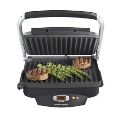 Electric Skillets & Indoor Grills Hamilton Beach Steak Lover’s 100 Sq. In. Black Indoor Grill With Lid