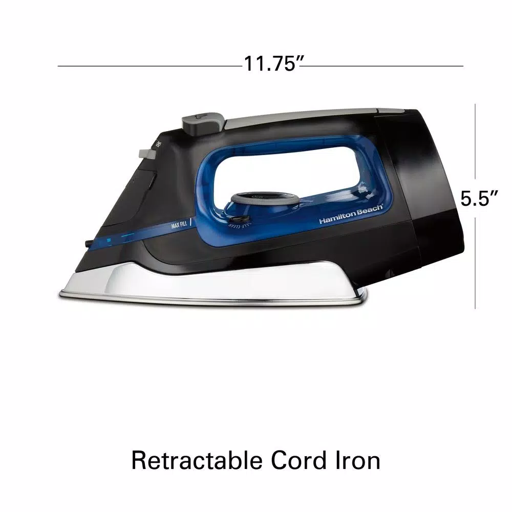 Irons Hamilton Beach Retractable Cord Iron With Stainless Steel Soleplate, Steam, Spray And Blast Settings And Auto Shutoff - Image 2
