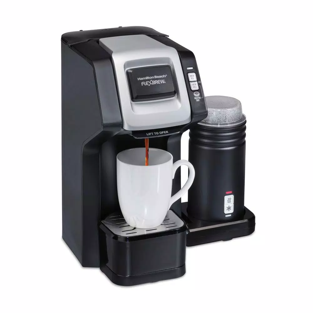 Coffee Makers Hamilton Beach Flexbrew 1-Cup Black Single Serve Coffee Maker With Milk Frother - Image 2