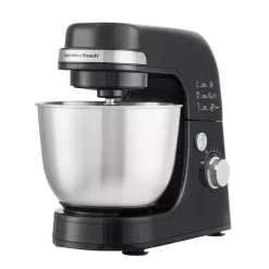 Mixers Hamilton Beach 4 Qt. 7-Speed Black Stand Mixer With Dough Hook, Whisk And Flat Beater Attachments