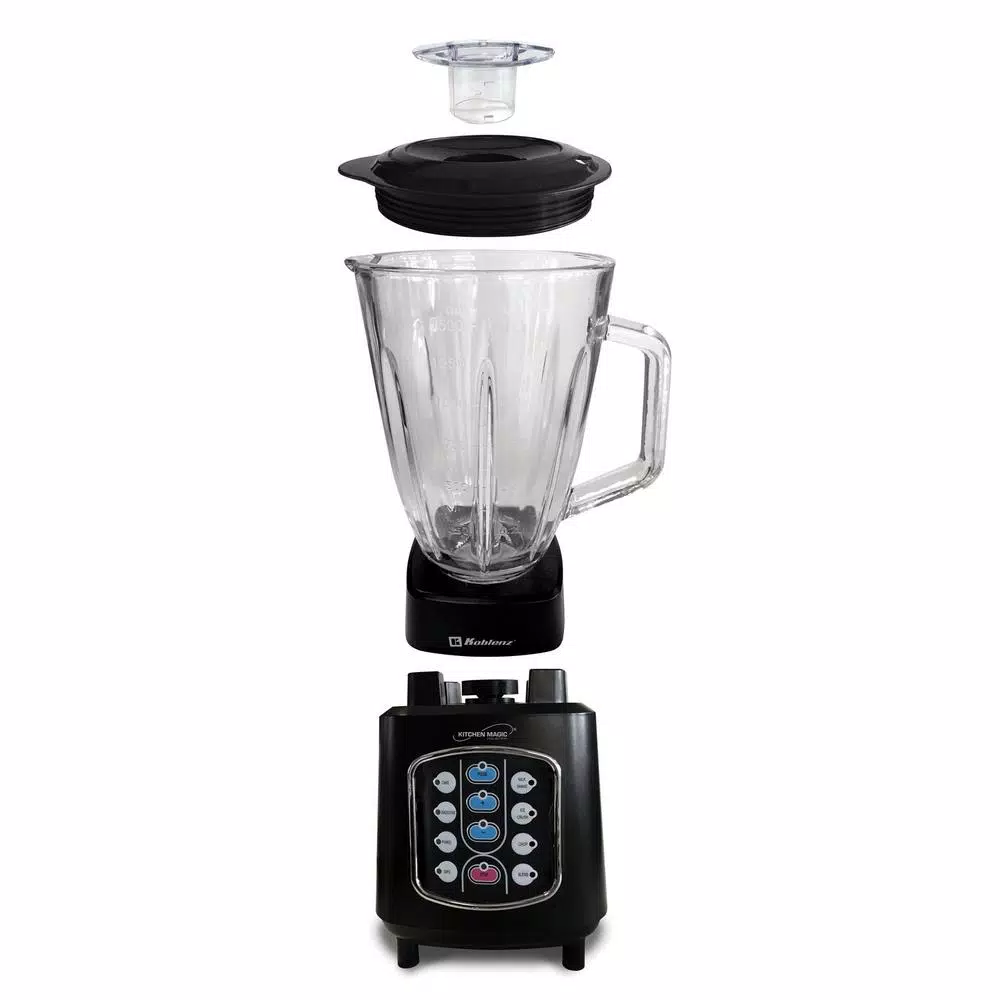 Blenders Koblenz Kitchen Magic Collection 50 Oz. 10-Speed Blending Programs Black Glass-Jar Blender