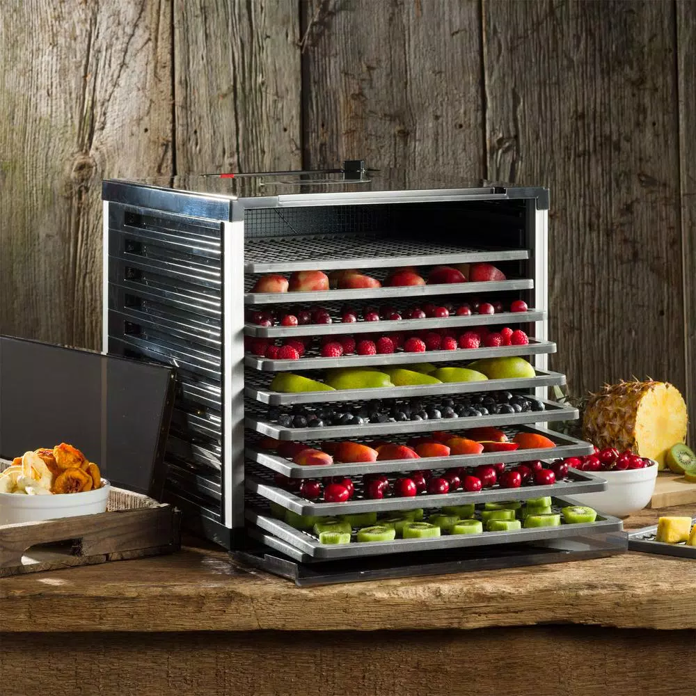 Food Processing LEM Mighty Bite 10-Tray Black Food Dehydrator With Temperature Control - Image 4