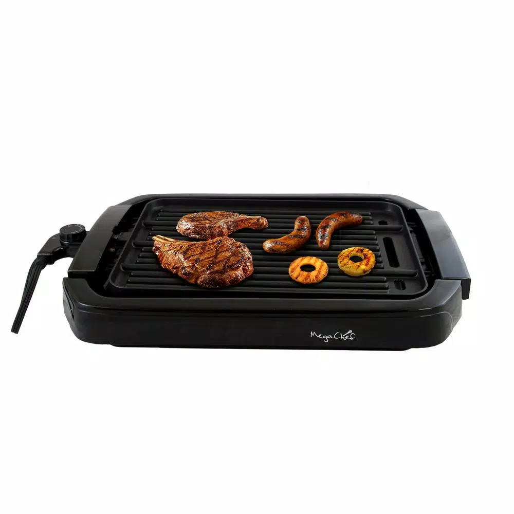 Electric Skillets & Indoor Grills MegaChef 165 Sq. In. Black Reversible Indoor Grill And Griddle