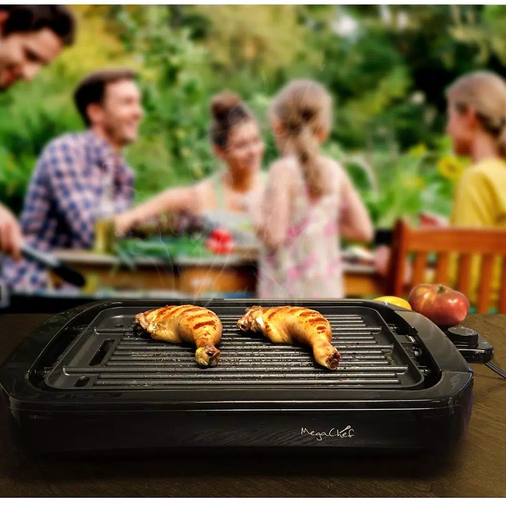 Electric Skillets & Indoor Grills MegaChef 165 Sq. In. Black Reversible Indoor Grill And Griddle - Image 6