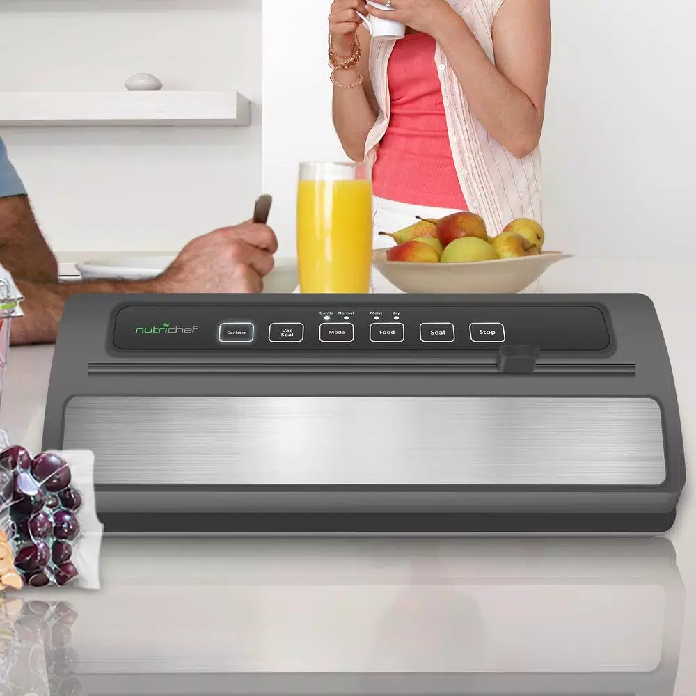 Food Processing NutriChef White With Reusable Vacuum Food Bags Automatic Food Vacuum Sealer Electric Air Sealing Preserver System - Image 2