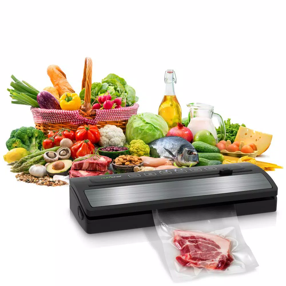 Food Processing NutriChef White With Reusable Vacuum Food Bags Automatic Food Vacuum Sealer Electric Air Sealing Preserver System - Image 6