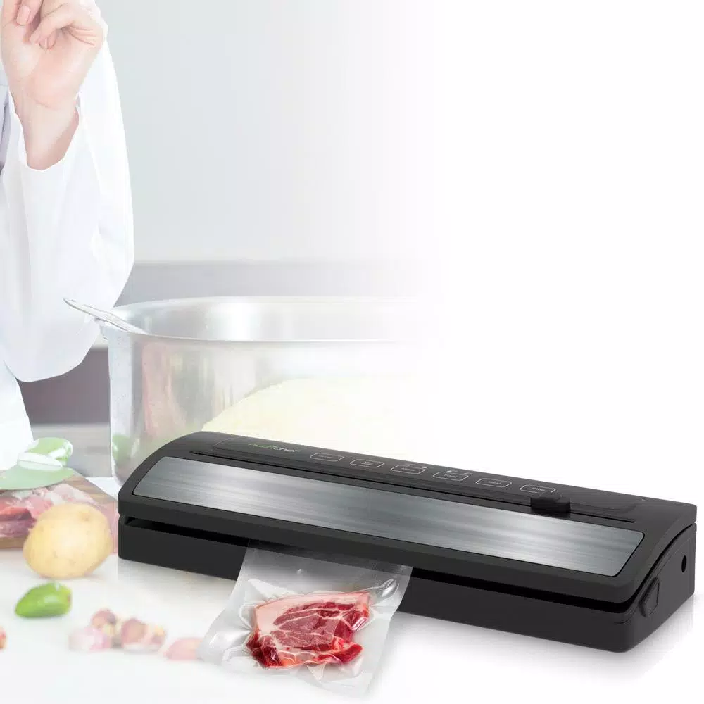 Food Processing NutriChef White With Reusable Vacuum Food Bags Automatic Food Vacuum Sealer Electric Air Sealing Preserver System - Image 7