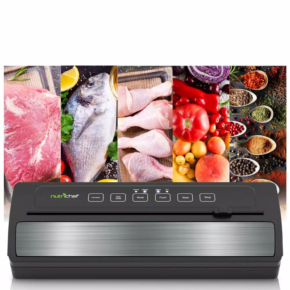 Food Processing NutriChef White With Reusable Vacuum Food Bags Automatic Food Vacuum Sealer Electric Air Sealing Preserver System - Image 3