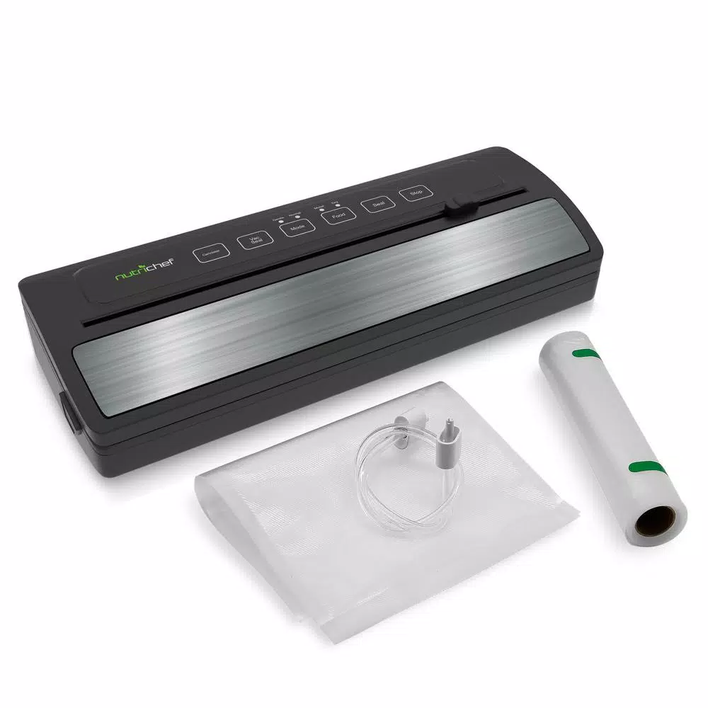 Food Processing NutriChef White With Reusable Vacuum Food Bags Automatic Food Vacuum Sealer Electric Air Sealing Preserver System - Image 9