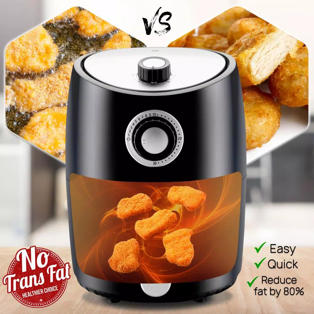 Toasters NutriChef Black Countertop Air Fryer Oven Cooker Healthy Kitchen Convection Air Fry Cooking - Image 4