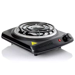 Food Warmers Ovente 1000-Walt (120-Volt) Single Burner 6 In. Hot Plate Black Adjustable Temperature Control