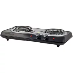 Food Warmers Ovente 5.7 In. And 6 In. Black Double Hot Plate Burner Electric Stove With Adjustable Temperature Control