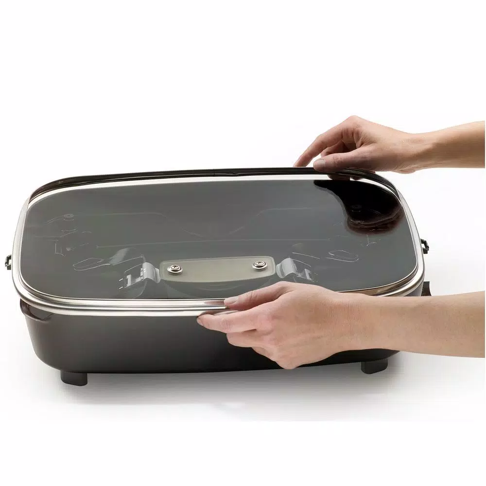 Electric Skillets & Indoor Grills Presto 16 In. X 12 In. (118 Sq. In.) Black Cast Aluminum Foldaway Electric Skillet With Glass Lid - Image 2