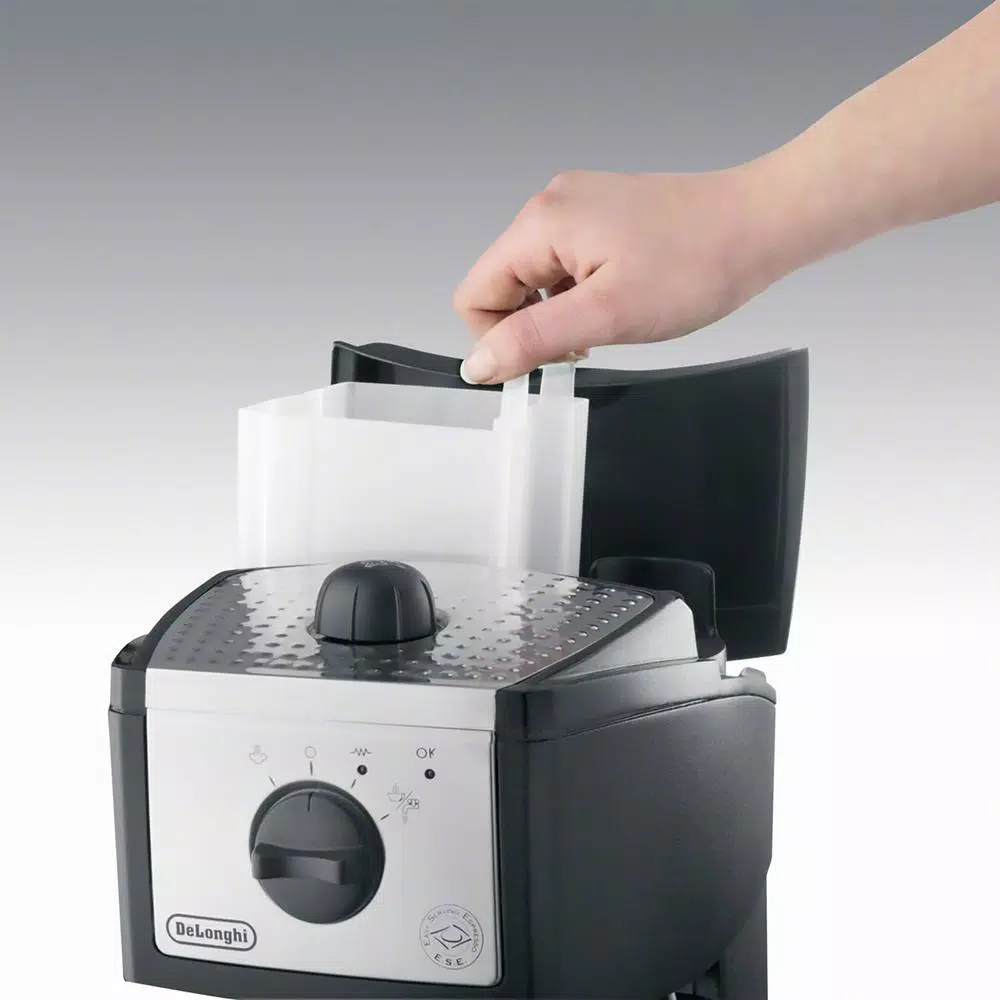 Coffee Makers DeLonghi EC155 15-Bar Black And Silver Espresso Machine And Cappuccino Maker - Image 3