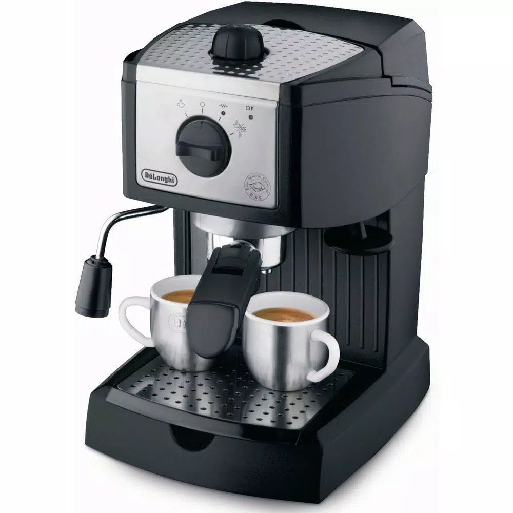 Coffee Makers DeLonghi EC155 15-Bar Black And Silver Espresso Machine And Cappuccino Maker