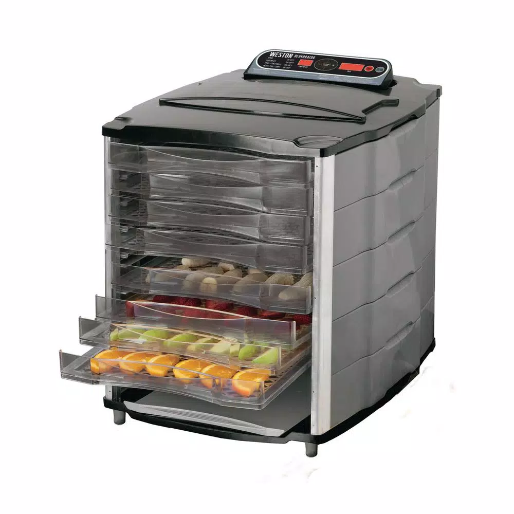 Food Processing Weston 10-Tray Black And Silver Food Dehydrator With Temperature Display
